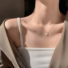 Minority Simple Style Argent Pur Pearl Sapphire Necklace Women Ins All-Match Non-Fading Clavicle Chain High-Grade Sense Ornament  Jewelry Women  Stainlees Steel Jewelry Cadena De Oro 14k  Collares  Summer Necklaces For Women Wedding  Silver Jewelry Father's Day  Beaded Necklace - XL2790 - 查看 11
