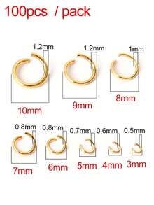 100pcs Gold Plated Open Jump Rings, Metal Split Ring Connectors, Suitable For Jewelry Making, DIY Crafts, Earrings, Bracelets, Necklaces - Yellow Gold - View 3