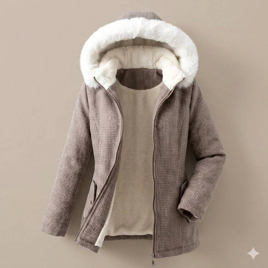 Women's Reversible Parka With Fleece Lining And Removable Hood - 鏽棕色 - 查看 1
