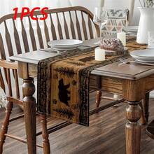1 Set/7 Pcs Rustic Wild Animal Decor With Cute Bear, Pine Tree & Jumping Patterns, Suitable For Entryway, Coffee Table, Living Room To Add A Fresh Ambiance For Daily Dining And Holiday Celebration - Multicolor - View 11