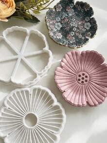 Flower Tray Clay Cutter, Polymer Clay Mold For Decorative Small Trinket Dishes, Suitable For Farmhouse, Boho And Nature-Inspired Home Decor, Great For Spring And DIY Craft Projects - White - View 2