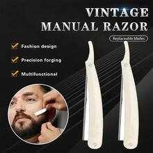 Bộ dụng cụ chăm sóc cá nhân tại nhà và salon dành cho nam và nữ, bao gồm dao cạo thẳng gấp gọn và lưỡi dao hai cạnh siêu mỏng, sắc bén bằng thép không gỉ. - dao cạo an toàn - Xem 5