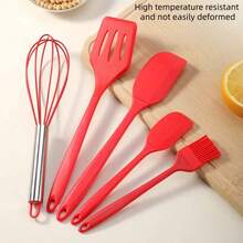 Set de 5 espátulas de silicona resistentes a altas temperaturas para hornear, rasqueta de crema para pasteles - Multicolor - Ver 6