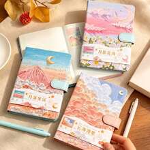 Cuaderno Planificador de Alta Estética con Páginas Interiores a Todo Color, Cierre con Hebilla, Libro de Notas de Bolsillo Portátil - Multicolor - Ver 3