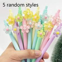 3/5pcs Random Floral Ballpoint Pens, 0.5mm Tulip Flower Ballpoint Pens, Smooth Writing, Quick-Drying Black Ink, Suitable For Daily Office, School Supplies, Back To School, Beautiful Pens, Pens, Stationery - Multi-color Style C - View 6