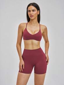 MASKERT Top Esportivo Cropped Feminino para Yoga, Pilates, Academia, Corrida, Alongamento, Treino de Fitness e Dança, Roupa Esportiva - Vermelho - Visão 7