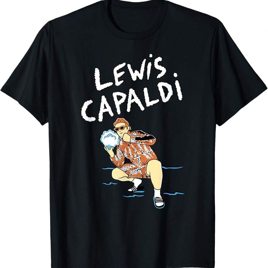 Lewis1 Capaldi1 Snow Leopard T-Shirt - 黑色 - 查看 1