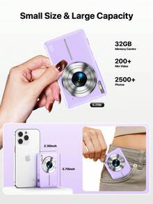 Nicamery Kamera Digital Kompak 44MP FHD 1080P untuk Remaja, Zoom 16X, dengan Kartu Memori 32GB, Tali Leher, Hadiah Ideal untuk Pemula - Purple - View 5