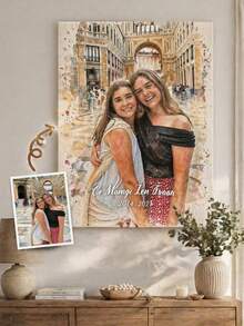 1 pieza Impresión de lienzo personalizable de foto familiar, Arte de lienzo familiar personalizado, Foto de lienzo personalizada - Multicolor - Ver 5