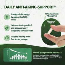 NAD+ Supplement, Liposomal NicotinamideRiboside, Resveratrol Quercetin, NMNSupplement Alternative For Anti-Aging, EnergyFocus, For Women And Men, 80 Capsules - 2件 - 查看 5