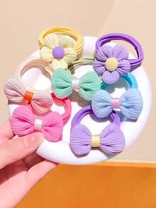 12/6/Set Macaron Bow Hair Ties, Sweet Girl Hair Rubber Bands, High Elasticity Non-Damaging Hair Ropes - Suitable For Women And Girls, Suitable For Daily, Dating, School, Party, Etc., Holiday, Mother's Day Gift Ponytail - Multicolor - View 6