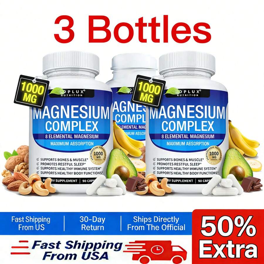 3Pack Toplux Nutrition Magnesium Complex 1000mg Supports 8 Elemental Magnesium - đóng gói - Xem 1