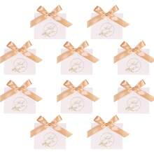 Elegant Thank You Gift Boxes 10Pcs Matte Paper Boxes With Satin Ribbon Bow Gold Foil Print Packaging Versatile Containers For All Special Occasions - Wave Cover - View 20