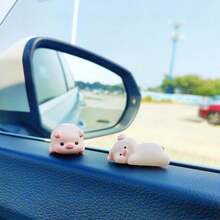 1/2 piezas Decoración de espejo retrovisor con animales lindos, adorno de tablero de auto, accesorios de interior de auto para mujeres/hombres, decoración de monitor de computadora - A - View 2