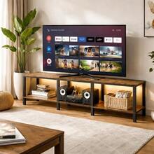Mueble de TV Moderno 120 cm, con Luz RGB LED y Enchufe Integrado, para Televisor 55 Pulgadas - Negro - Ver 7