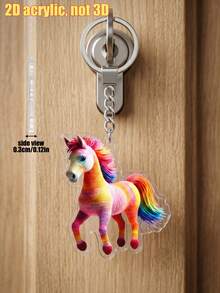 1pc Colorful Knitted Animal Acrylic Keychain, High-Definition Printing On Acrylic Material, Unisex Bag Charm, Car Rearview Mirror Pendant, Suitable For Key Organizer, Personal Decoration, Party Favor - Multicolor - View 5