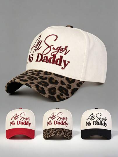 1pc Women's "All Sugar No Daddy" Embroidered Baseball Cap - Breathable Material With An Adjustable Design, A Casual And Stylish Sun Hat Perfect For Parties, Everyday Wear, Gifts, Outdoor Activities, Travel, And Running (Available In Multiple Colors)