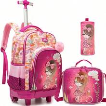 3pcs/Set Girls' Rolling Backpack With Lunch Box And Pencil Case, Suitable For Elementary School Students - Girls' Rolling Bag - View 20