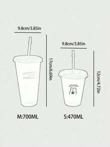 2/1pc Reusable Clear Plastic Iced Coffee Cups With Lids And Straws, Suitable For Iced Coffee, Milk Tea, Lemonade, Essential For Summer Outings, Camping, Picnic, Back To School - Multicolor - View 4