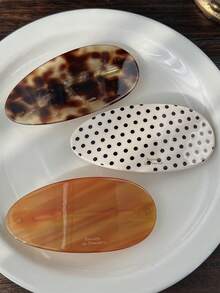 1個法式復古水滴形醋酸纖維髮夾，橢圓形彈簧髮夾，半紮馬尾髮卡，日常與節日穿搭的優雅髮飾，女性頭飾，學校用品，髮夾髮爪，彈簧夾，頭髮夾 - 彩色 - 查看 6