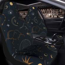 2 piezas Cubiertas de asiento de coche con símbolos celestiales impresos, cómodas y transpirables de seda de hielo, adecuadas para todas las estaciones, fácil cuidado y lavables a máquina, decoración interior del coche - Fundas para asientos - Ver 10