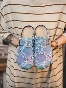 GAISIMA Men's Summer Increased Height Mule Slippers, Slip-On Slouchy Shoes, Thick Sole Office Sandals, Couples - Blue - View 3