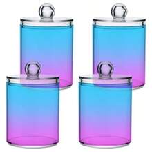 Dispensador de boticario Qtip color y morado y rosa tarro de plástico de 10 onzas para bastoncillos de algodón redondos 4 unidades - Degradado Azul Prpura - Ver 2