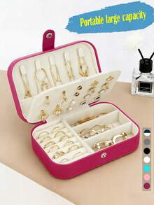 1pc Large Capacity Travel Jewelry Box, Multi-Functional Jewelry Organizer, Portable Jewelry Storage Organizer, Jewelry Display Stand, Travel Essential, Travel Accessory, Cruise Essential, Beach Essential, Bridesmaid Gift, Mother's Day Gift, Gift For Her, Gift For Friends - Multicolor - View 3