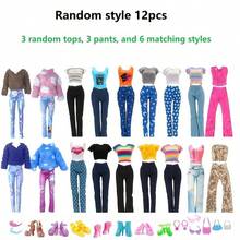 12pcs Random Girl Doll Clothing Styles, Suitable For 11.5 Inch Female Dolls, Including 3 Tops, 3 Pants And 6 Accessories, Fun Gift For Children, Suitable For Various Holidays, Doll Not Included - Multicolor - View 3