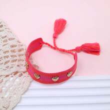 1pc Rivet Heart Bohemian Bracelet - Hot Pink - View 4