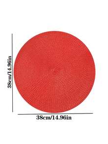 1/4/6pcs 15-Inch Round Woven Placemats - Non-Slip Heat Resistant, Machine Washable Table Mats | Protect Your Tabletop From Spills And Scratches | Farmhouse Style Suitable For Kitchen, Dining Room, Christmas And New Year Parties - Red - View 3