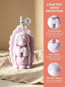 1/4 Paquet de bougies en cire de soja mignonne en forme de cœur avec Vierge Marie, disponible en blanc ivoire, bleu clair, pêche douce et lavande pâle. Décoration d'intérieur, cadeau de fête des mères à la mode, cadeau de remise des diplômes 2026 (pour elle), décoration de bureau, centre de table de mariage, bougie de prière catholique, bougie d'aromathérapie de méditation, décoration d'autel, baptême/confirmation, cadeau pour maman, petite amie, épouse - Vierge Marie mignonne en dessin animé - Voir 4