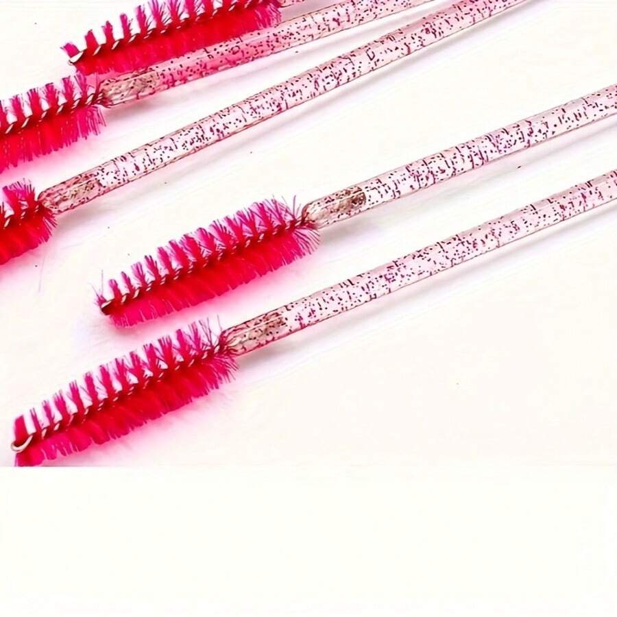100pcs Crystal Pink Eyelash Brushes, Mascara Wands With Storage Box, Bendable Disposable Eyebrow Brushes, Eyelash Extension Brushes, Eyebrow Brushes, Castor Oil Brushes, Eyebrow Brushes, Eyeshadow Brushes, Spiral Brushes,Giveaways - A - View 1