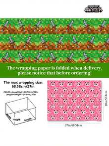 12 piezas de papel de regalo con tema de Minecraft, papel de embalaje para decoración de cajas de regalo, favores de fiesta - Multicolor - Ver 7
