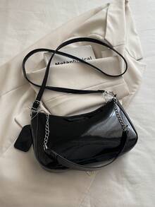 Korean Style Crocodile Embossed Handbag For Women, New Fashion Shoulder Bag, Minimalist Crescent Moon Tote Bag For Women, For Going To Work, Green - 柔和淡色 - 查看 9