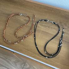 Long Silver-Plated Bridle Necklace With Small Beads, Country Western Cowgirl Boho Style, Women's Leather. - màu đen - Xem 4