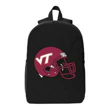 Virginia Tech Hokies Helmet Waterproof Polyester Printed Backpack - Eye-Catching Designs For Teens & Adults - A - Xem 2