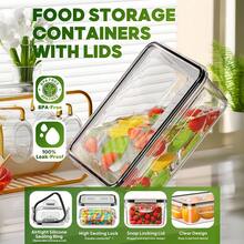 FOWA 8/30/34-Piece Food Storage Containers With Lids - Meal Preparation Lunch Boxes - Reusable Containers - Leak-Proof - For Kitchen Organization - Microwave/Freezer - 查看 4