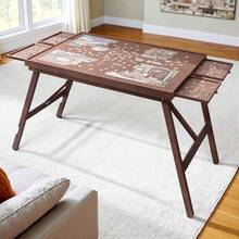 1500-Piece Folding Puzzle Table – 27.6" Tall Wooden Jigsaw Board With 4 Drawers And Protective Cover - Chocolate Brown - View 12