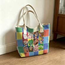 Túi tote in hình các nhân vật trong phim Toy Story của Disney Pixar, túi đeo vai bằng vải canvas dung tích lớn, túi xách tay thông thường dùng cho công sở, trường học, mua sắm, du lịch, sử dụng hàng ngày và trang trí nhà cửa. - Hồng - Xem 2