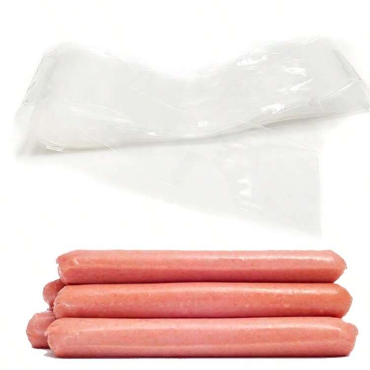 1米长 x 50毫米折叠直径 x 32毫米直径透明塑料香肠肠衣包装膜，适用于家庭和商业用途，用于制作香肠、腌肉和自制肉制品，包装工具 - 透明 - 查看 7