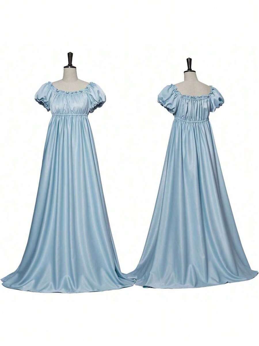 New Retro Medieval Dress Long Ball Gown Cosplay Dress Stage Costume Performance Long Dress For Women - 2202 Long Bridgerton Light Blue Maxi Dress - View 1