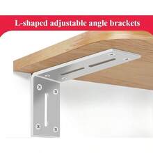 2pcs 90 Degree Right Angle L-Shaped Brackets, Heavy Duty Thickened Triangular Support Brackets, Furniture Connectors, Angle Iron Reinforcement, Shelf Brackets With Screws, Wall Corner Brackets, Wall Shelf Support, Furniture Reinforcement Brackets For Woodworking, Cabinets, Tables - A - View 2