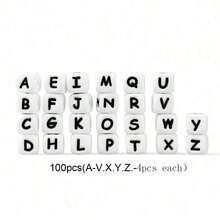 10-100pcs 12mm Silicone White Base Black Letter Beads DIY Keychain String Hole Beads, Anniversary Gift Making Name Letter Beads. - Black and White - View 34