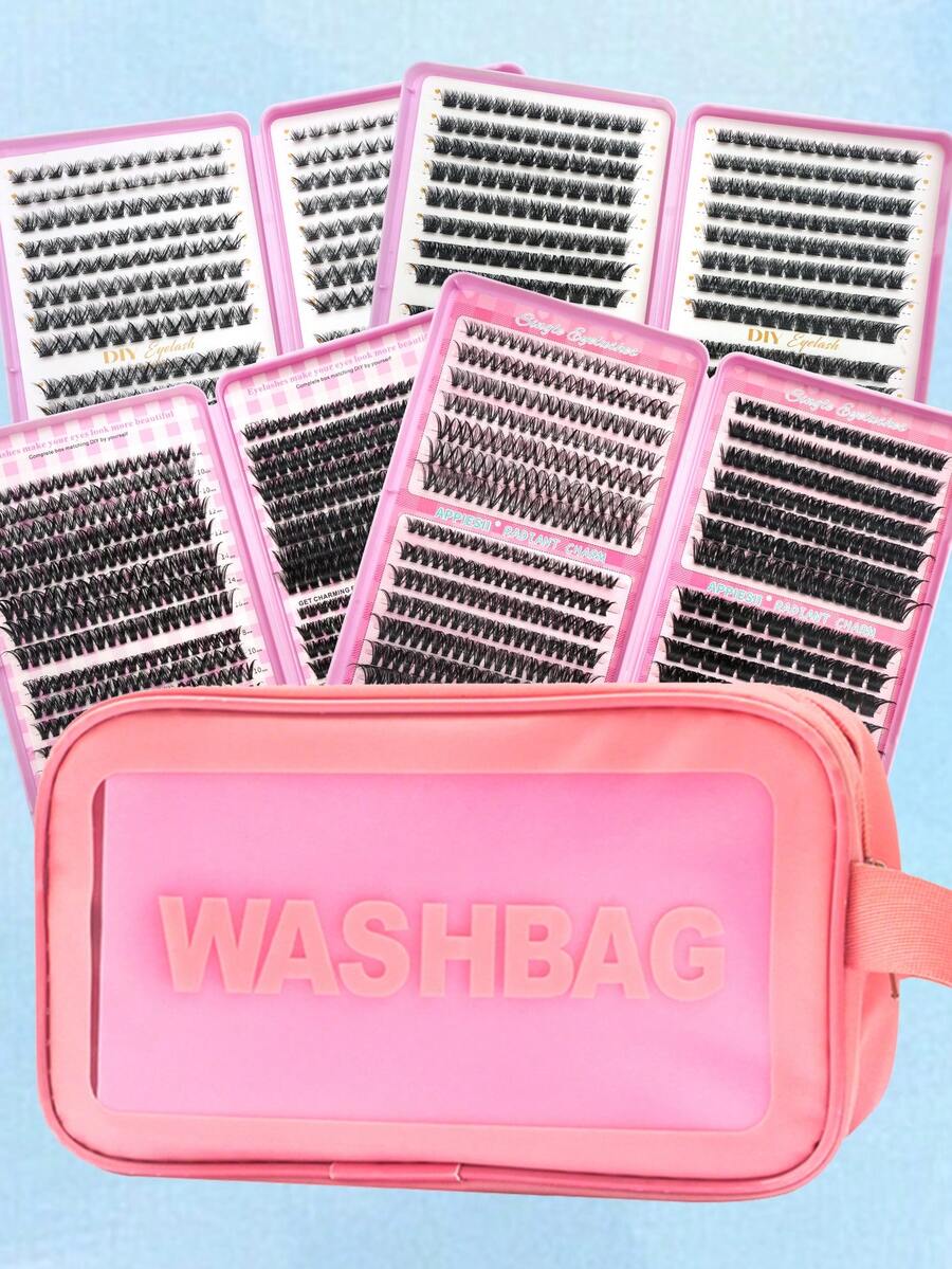 640pcs D-Curl Cluster False Eyelashes Extension Set, 10-16mm Mixed, High Volume Cluster Lashes 10D 20D Mixed Segmented Lash Book, D-Curl Curled Eyelash Extension, Fluffy Natural Curled False Lashes, Suitable For Home Use, Daily Wear, Easy To Use Cluster Lashes, Fake Lash Clusters, Individual False Lashes - D - View 1