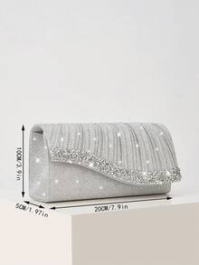 REMANLAND 1 chiếc túi vuông nhỏ lấp lánh có dây xích, có thể gấp lại và nhăn, thích hợp cho tiệc cưới, dạ hội, tiệc tối, hoàn hảo cho các bữa tiệc, đám cưới, dạ hội, tiệc tối/tiệc chiêu đãi, phối hợp hoàn hảo với váy dạ hội cho nữ, phụ kiện dạ hội, váy đính sequin cho nữ, váy lấp lánh, váy thanh lịch cho nữ, túi dạ hội thanh lịch, phối hợp hoàn hảo với tiệc cưới, đám cưới, sequin. - Bạc - Xem 4