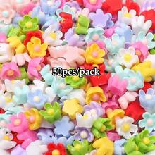 beadia 50 pièces/paquet Mini fleur et étoile perle - Perles de résine vibrantes pour bijoux DIY, accessoires cheveux et décorations d'ongles, formes florales et étoiles multicolores pour projets créatifs, perles pour la création de bijoux (sans trous) - Couleurs mélangées aléatoirement MX - Voir 14