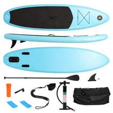 Portable 10FT Inflatable SUP Paddle Board, Wide Stable Non-Slip Surfboard With Complete Accessories Including Paddle, Pump And Bag, Ideal For Lakes, Rivers, Oceans Beginner Surf Enthusiasts - Lake Blue - View 6
