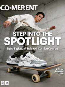 Y2K Chunky Sneakers Men's Retro Gray Black Colorblock Platform Skate Shoes Casual Breathable Mesh Dad Shoes - 白灰 - 查看 3