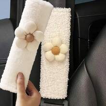 2 Peças Protetores de Ombro Decorativos Florais Branco Leitoso para Carro, Capas Fofas de Cinto de Segurança com Flores 3D, Protetores de Ombro de Pele Sintética Respirável, Adiciona Toque Elegante - ombreiras com estampa floral - Visão 9